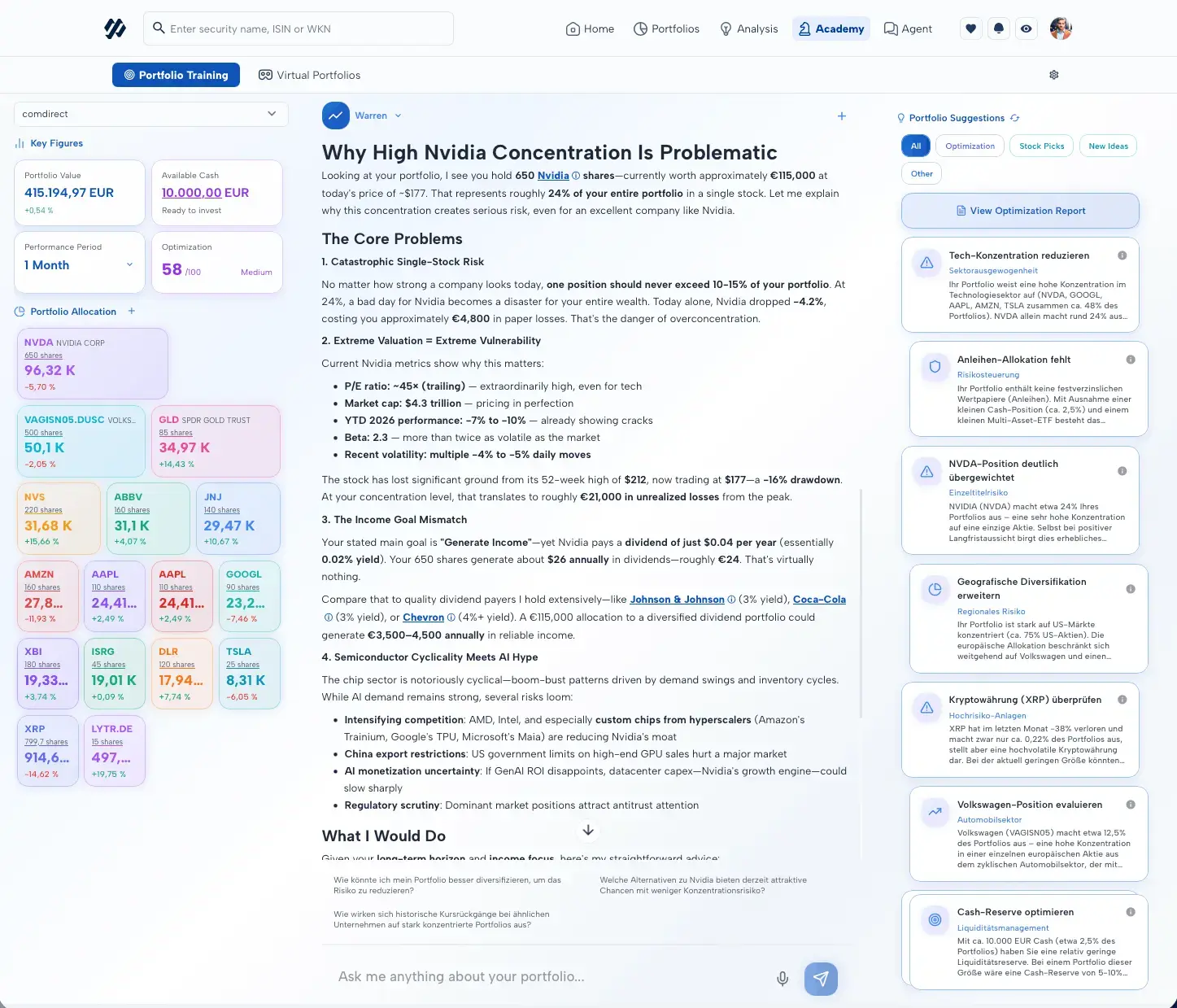 Portfolio training with